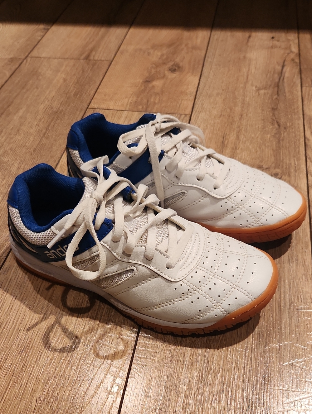 Kids White and Blue Trainer Shoes